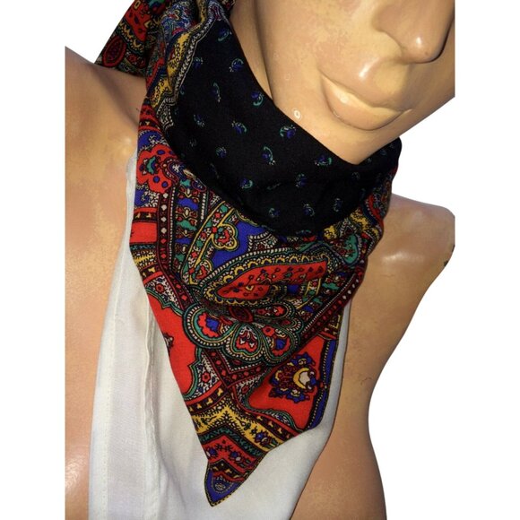 Vintage Square Scarf With Vibrant Paisley & Floral Patterns - Picture 1 of 5